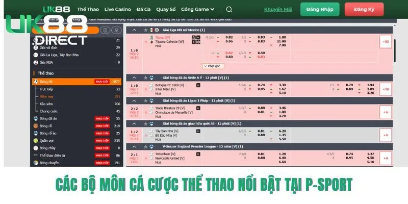 Các bộ môn cá cược thể thao nổi bật tại P-sport